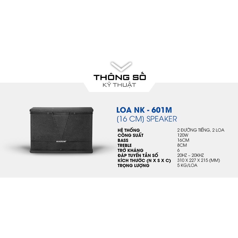 Loa treo NIKOCHI NK-601M - Công suất tối đa 120W, Hệ thống 2 đường tiếng, 2 loa