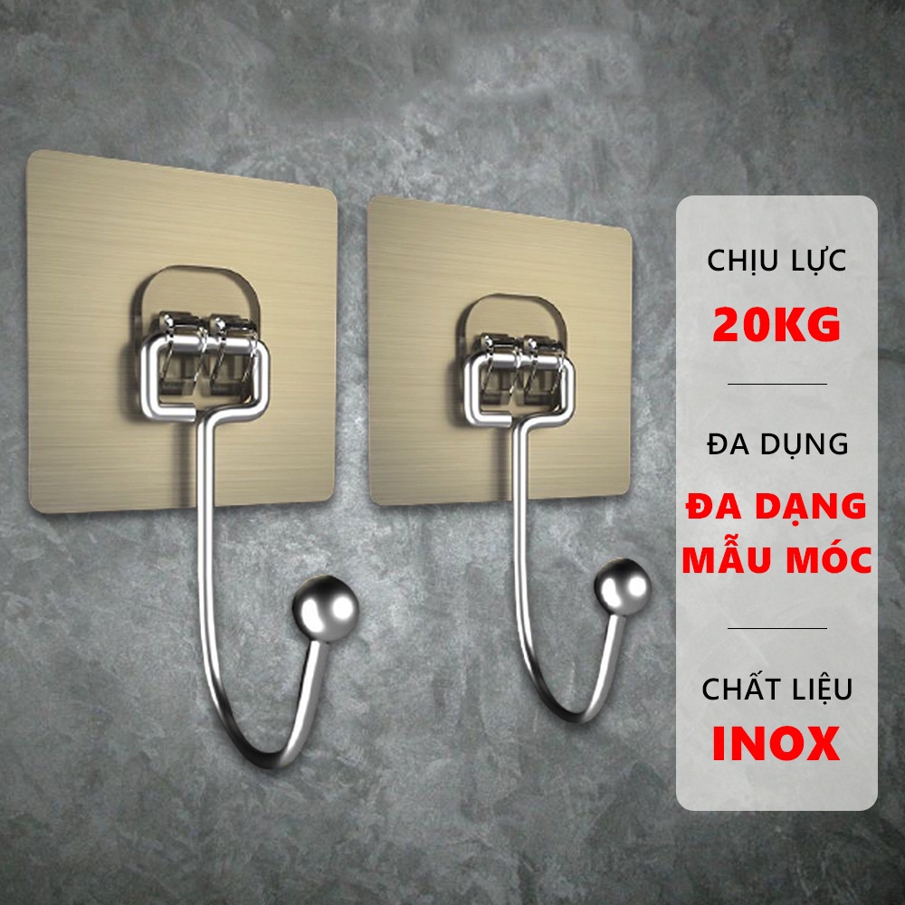 Móc dán tường chịu lực siêu dính treo đồ, vật dụng đa năng tiện ích inox 304