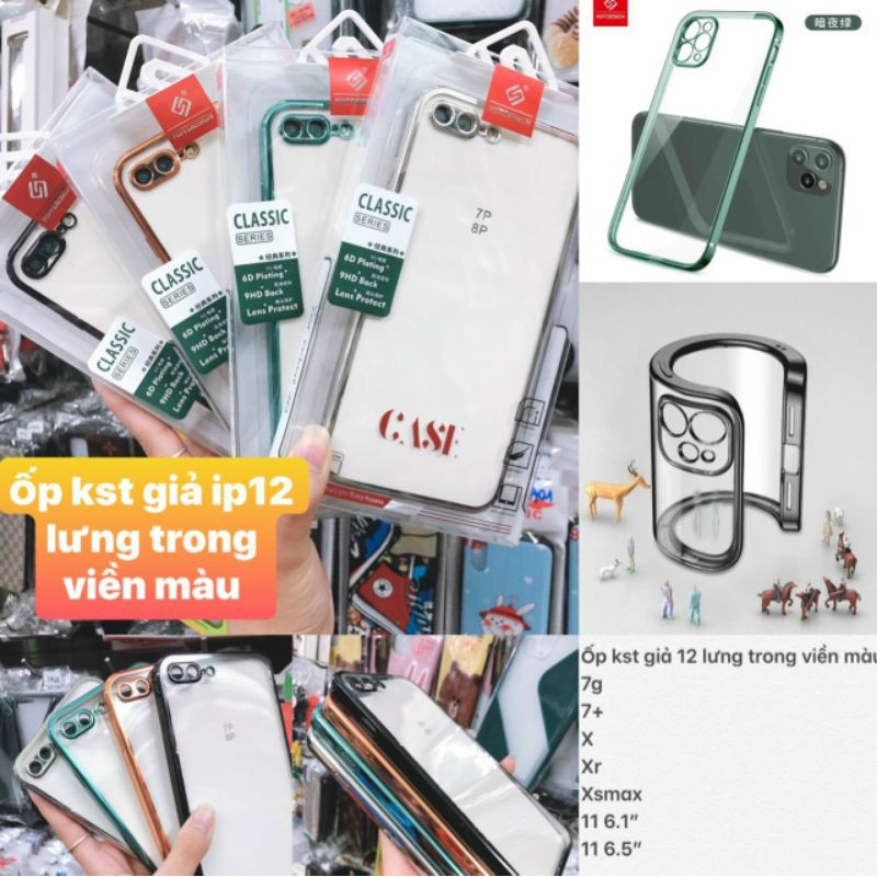 Ốp lưng KST viền Vuông giả iPhone 12 cho iPhone 11 Pro Max, 11, 11 Pro, XS Max, XS, 7 Plus, 8 Plus, SE 2020, 7G, 8G