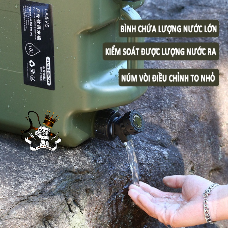 Bình đựng nước cắm trại du lịch dã ngoại di động ngoài trời, có van khóa, có vòi nối dài tiện lợi - DCP9