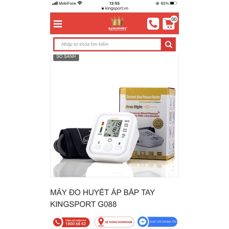 MÁY ĐO HUYẾT ÁP BẮP TAY KINGSPORT G088 mới 100%