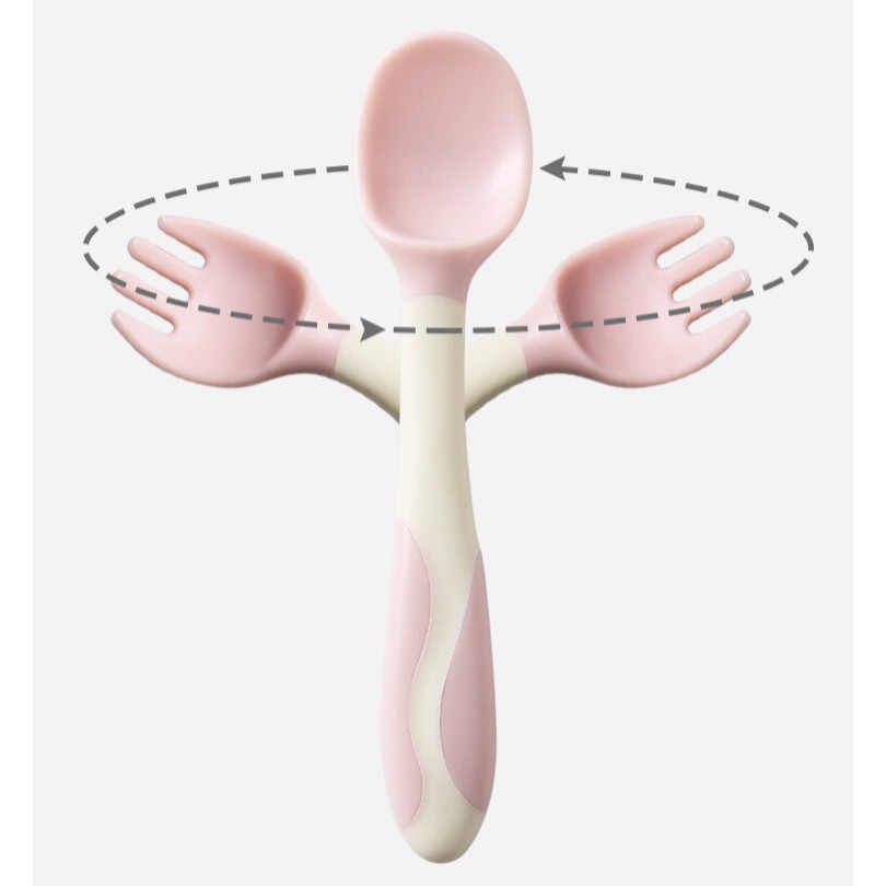 Thìa dĩa ăn dặm tập xúc silicon có thể uốn cong tùy chỉnh giúp bé tập ăn tập xúc cực kì tiện lợi