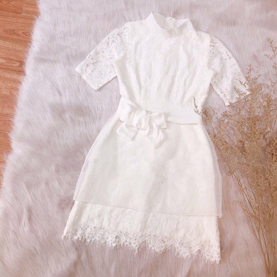 Đầm dự tiệc đi đám cưới đầm xòe ren cổ trụ siêu đẹp Tati Dress kèm ảnh thật | BigBuy360 - bigbuy360.vn