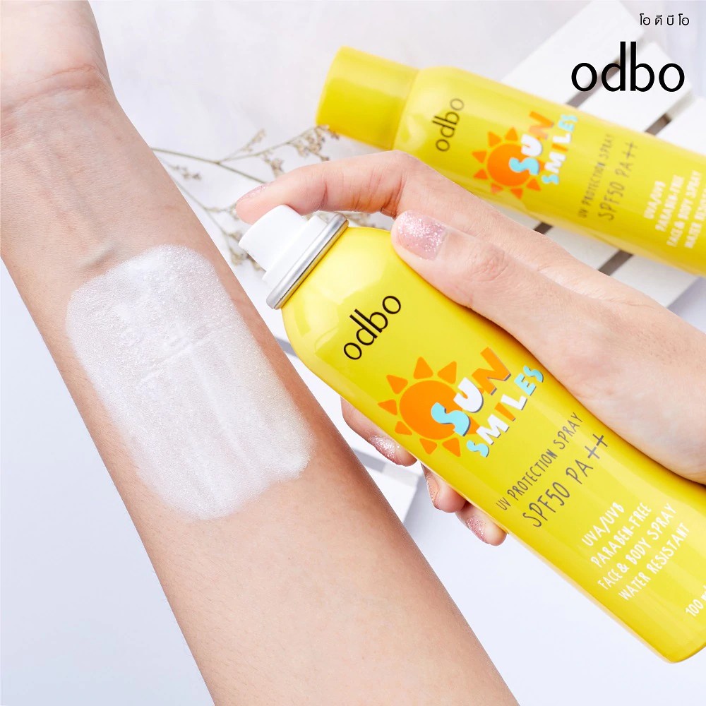 Xịt chống nắng Odbo Sun Smiles Nâng Tông Sáng Da toàn thân SPF50 Chai 100ml Thái Lan