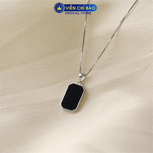 Dây chuyền bạc nữ đá đen chữ nhật chất liệu bạc 925 thời trang phụ kiện trang sức nữ Viễn Chí Bảo D000200