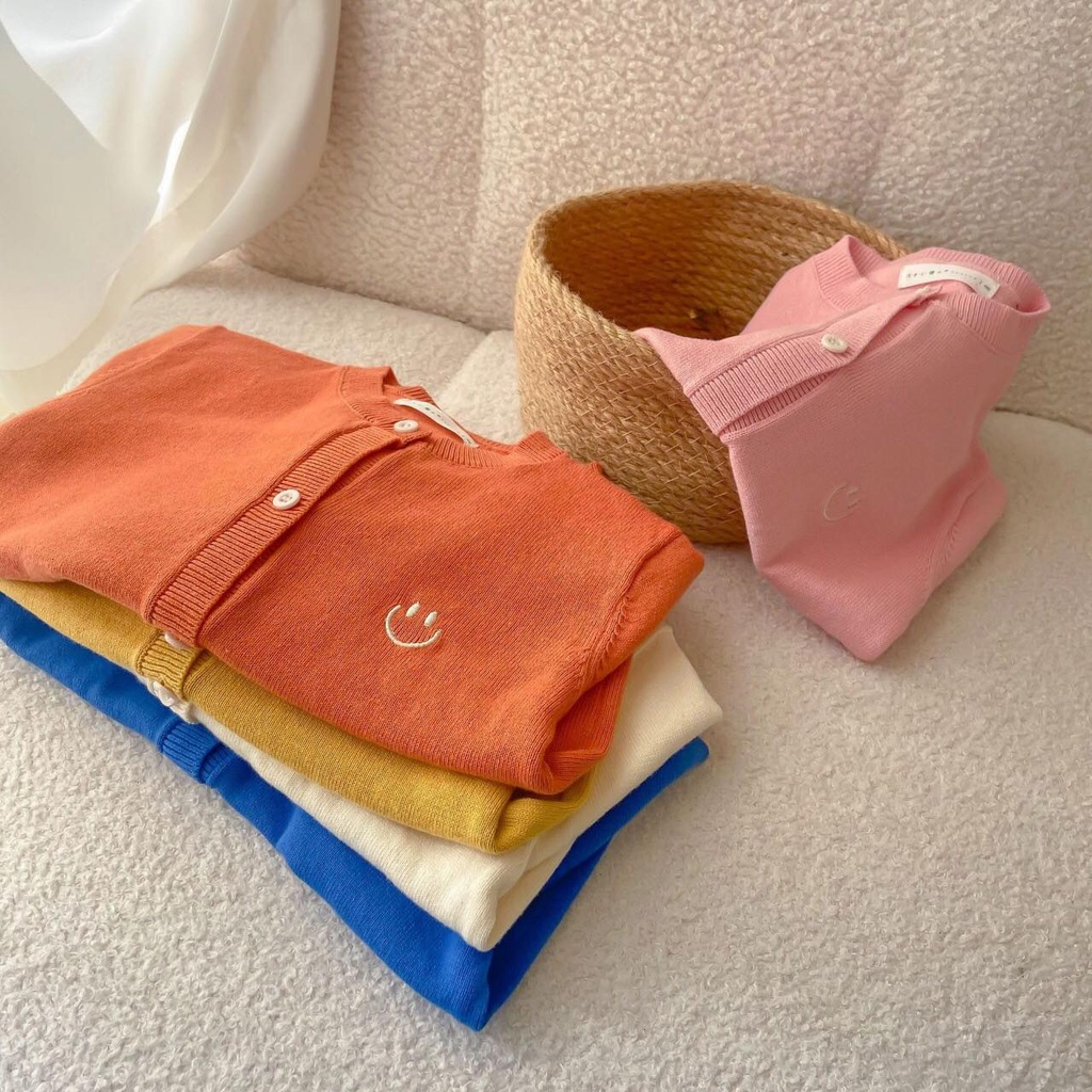 ÁO LEN CARDIGAN MẶT CƯỜI ĐƠN GIẢN CỰC YÊU CHO BÉ - CỐM KIDS