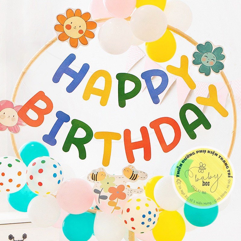 Dây Chữ HAPPY BIRTHDAY Vải Dạ Phong Cách Hàn Quốc