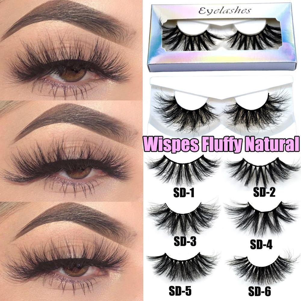 1 Cặp Lông Mi Giả SKONHED Kiểu Hỗn Hợp Trang Điểm Mắt 3D Thủ Công