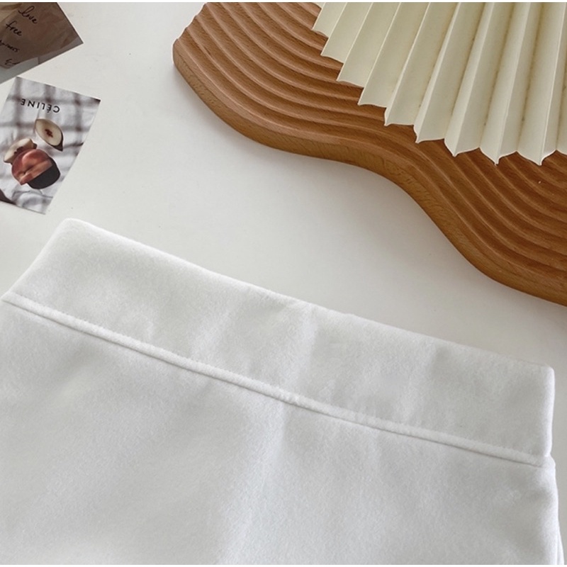 Set Áo Tay Dài Bồng Dáng Babydoll Cổ Bẻ Và Chân Váy Chữ A Xinh Xắn