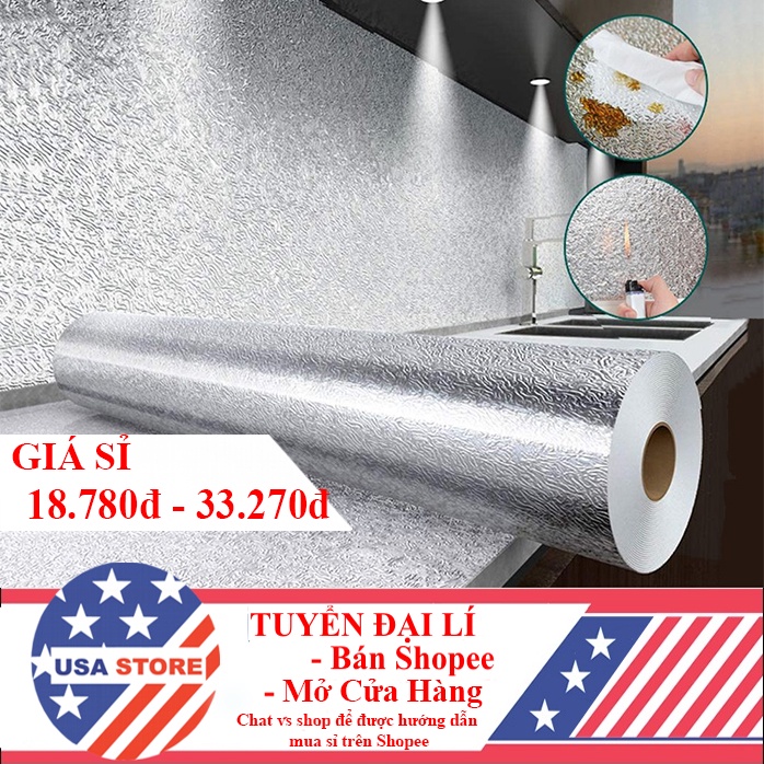 (Video) Cuộn Giấy Nhôm Bạc Họa Tiết - Dán Tường Nhà Bếp Cách Chịu Nhiệt Chống Thấm, Chống Dầu Mỡ - Trang Trí Size 2 - 3M