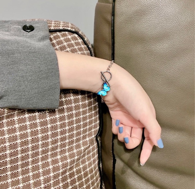 🦋 Vòng tay hình bướm xanh phong cách Hàn Quốc HOTTREND (độ dài vòng tay cắt chỉnh dc)