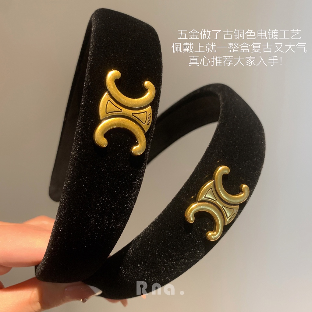Băng Đô Cài Tóc Chất Nhung Màu Đen Phong Cách Pháp Cổ Điển Thời Trang Mùa Hè Cho