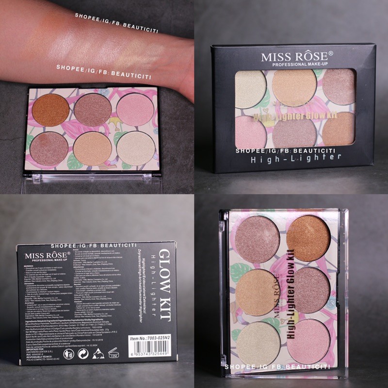 BẢNG PHẤN BẮT SÁNG 6 Ô MISS ROSE GLOW KIT HIGHLIGHTER