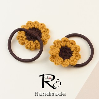 Dây cột tóc đẹp hình hoa hướng dương bằng len, cột tóc Handmade [Hàng sẵn+Ảnh thật]