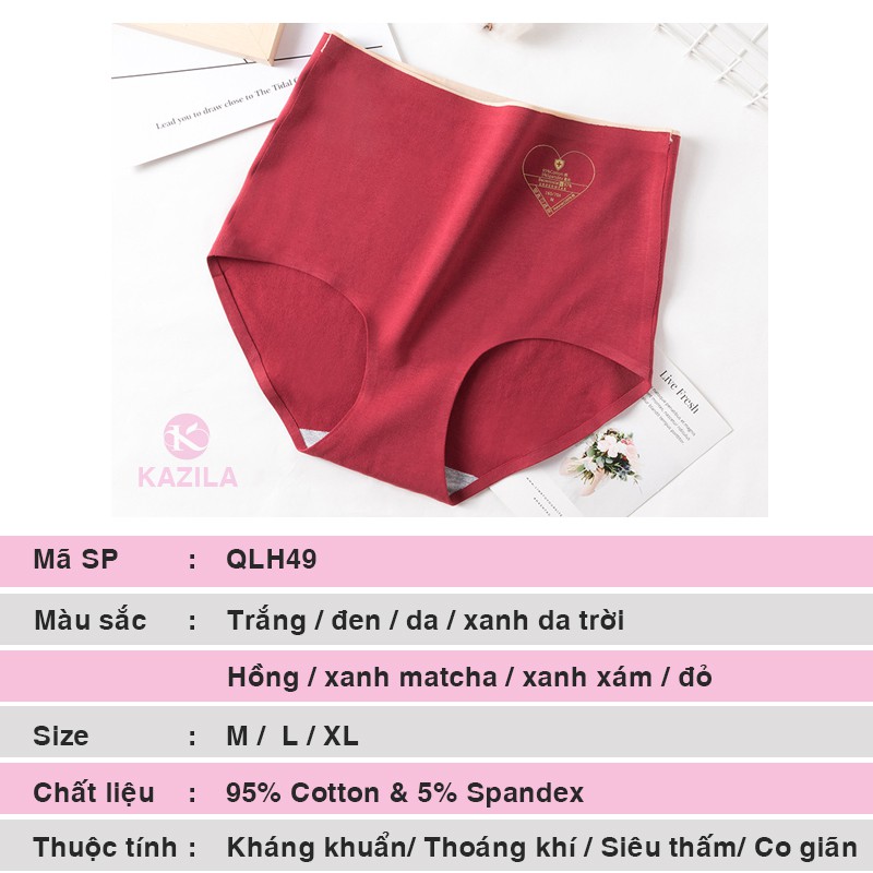 Quần lót nữ cotton lưng cao ôm hông nâng mông che bụng tôn vòng ba, quần lót không viền may Kazila QLH49