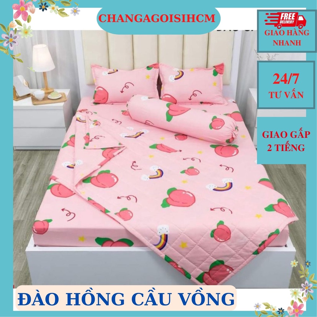 Bộ Ga Gối Mẫu 2023 cotton poly 1M2/1M4/1M5/1M6/1M8,KHO HÀNG HCM-MẪU ĐÀO HỒNG