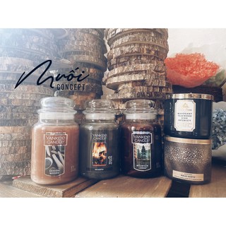 Nến thơm USA tông gỗ Yankee, BBW - Mahogany, Winter Cabin, Fireside, Teakwood, Palo Santo, Winter White Woods
