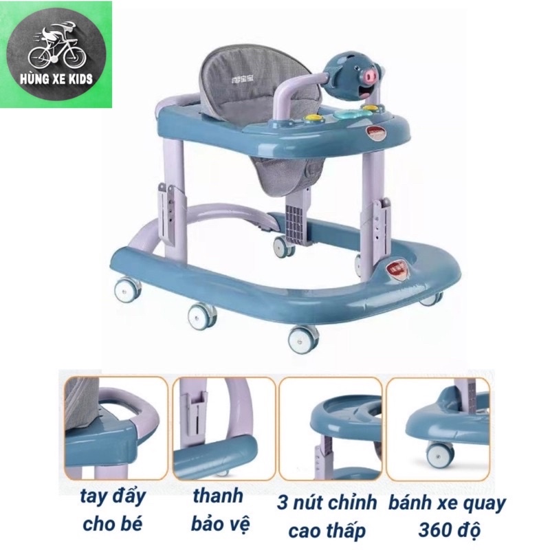 Xe tập đi chữ U đa năng cao cấp cho bé -Có bàn ăn có đèn sáng và nhạc gấp gọn …
