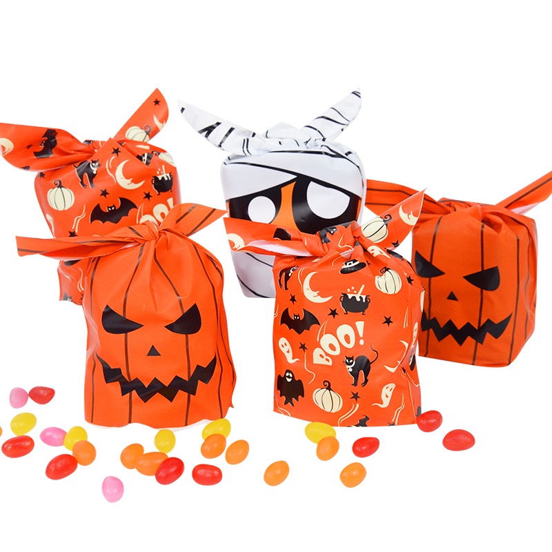 Bộ 50 Túi Đựng Kẹo / Đồ Ăn Vặt Hình Quỷ Bí Ngô / Thỏ Đáng Yêu Dùng Trang Trí Halloween