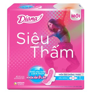 Lốc 6 gói Băng vệ sinh Diana siêu thấm siêu mỏng cánh gói 8 miếng