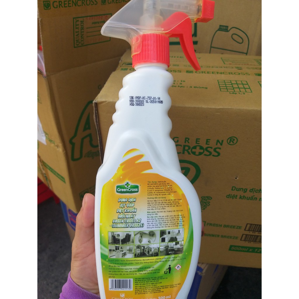 Xịt diệt khuẩn Green Cross A2 500ml tiện lợi