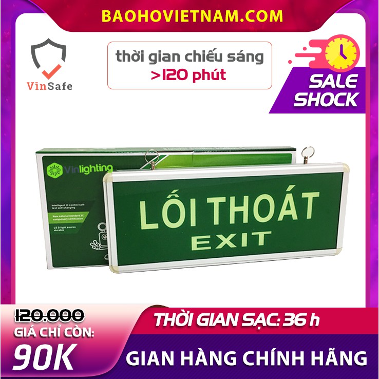 Đèn exit 1 mặt chỉ dẫn thoát hiểm, thời gian chiếu sáng lớn hơn 120 phút, bảo hành 6 tháng, tiết kiệm điện