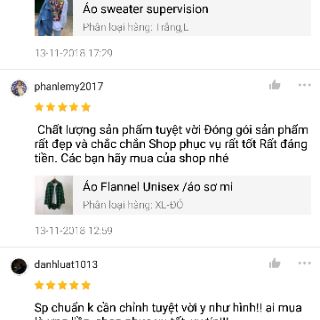 Sơ mi caro unisex / sơ mi flannel