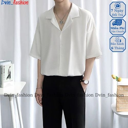 Áo sơ mi tay ngắn nam nữ form rộng sơ mi cổ vest unisex tay lỡ, chất vải lụa mịn chống nhăn Dvin_fashion