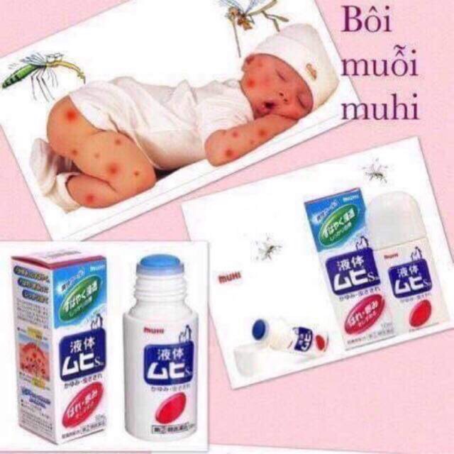 Lăn muỗi Muhi trị côn trùng đốt cho bé Nhật Bản