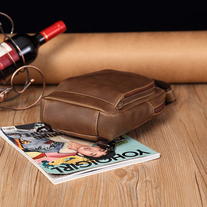 Túi Nam Đeo Chéo Bao Tử Da Bò Sáp BT02 Phong Cách Thời Trang