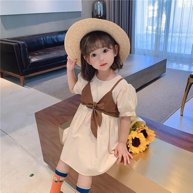 Đầm Công Chúa Tay Phồng Giả Hai Mảnh Thời Trang Mùa Hè Mới Cho Bé Gái 8s09