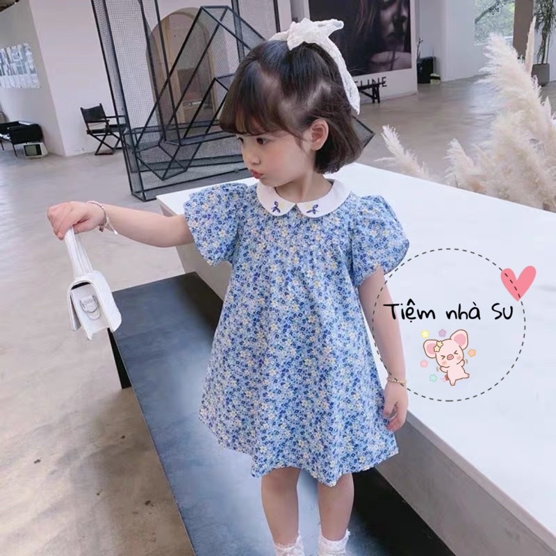 [SALE BỎ MẪU] - Váy bé gái - Váy suông tay bồng cổ thêu hoa thật đáng yêu cho bé gái (08-18kg) -TIỆM NHÀ SU