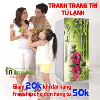 Miếng Dán Tủ Lạnh Chống Thấm Nước - Chất Liệu Decal Bóc Dán - Phù Hợp Mọi Loại Tủ - Râm bụt