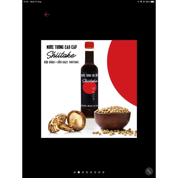 Nước tương cao cấp Shiitake lên men tự nhiên từ đậu nành,chai nhựa 525ml.