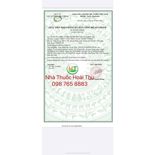 Viên Xoang Vshine Gold - hỗ trợ các triệu chứng về Xoang