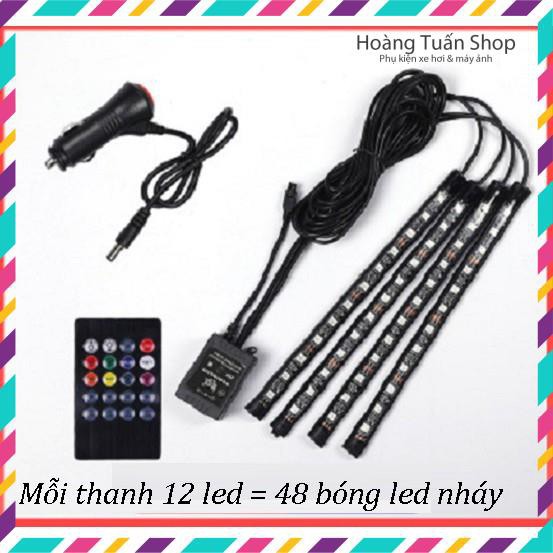 Độ đèn gầm ghế ô tô xe hơi bộ 48 led có điều khiển cảm ứng nhấp nháy âm thanh