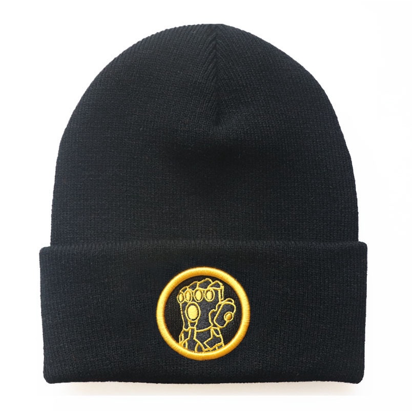 Mũ Len Beanie Thêu Hình Marvel Thanos Spiderman Phong Cách Thường Ngày Cho Bé Trai Bé Gái