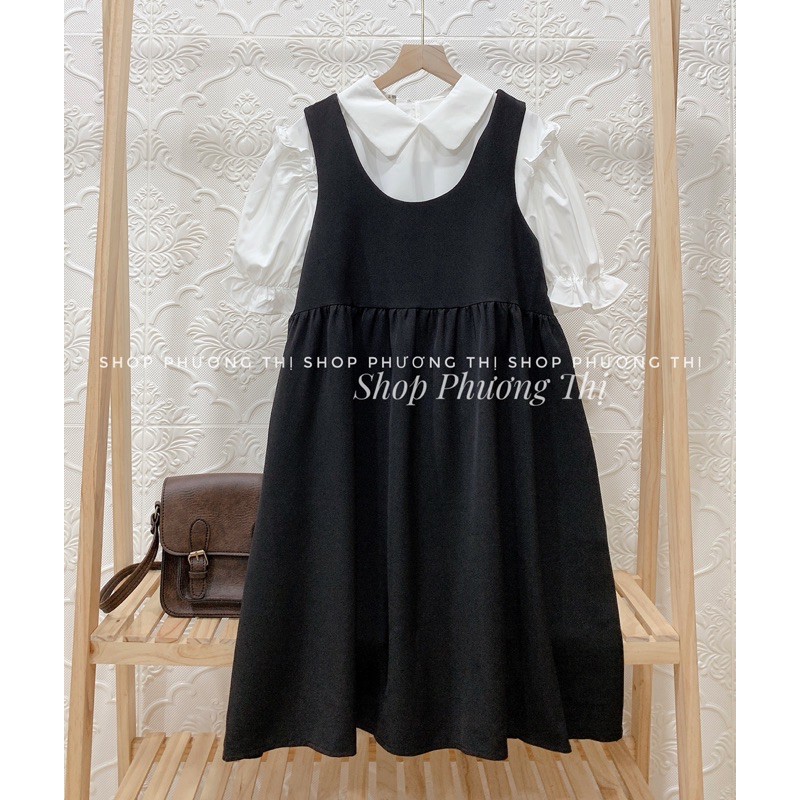Sét yếm babydoll kèm áo sơmi trắng cộc tay ulzzang (hình thật/sẵn) | BigBuy360 - bigbuy360.vn