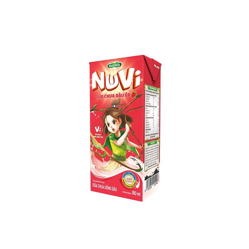 Lốc 4 hộp 180ml Sữa Nuvi Nutifood  vị socola/ cam/ dâu/ đào táo/ trái cây/ lúa mạch