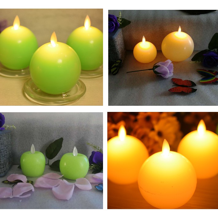 Nến điện tử hình tròn trang trí nhiều màu dễ thương