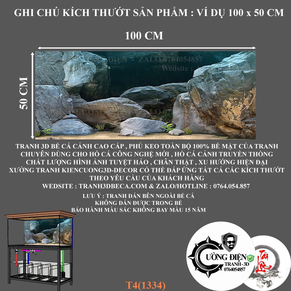 Decal dán hồ cá 3D nhiều kích thước
