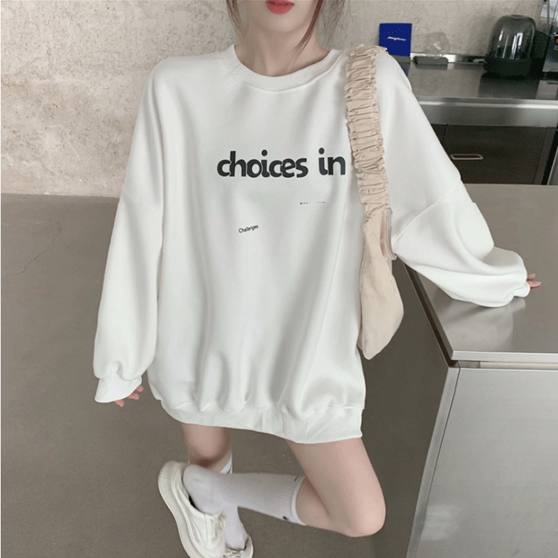 Áo sweater tay dài in chữ thiết kế đơn giản thời trang cho nữ | BigBuy360 - bigbuy360.vn