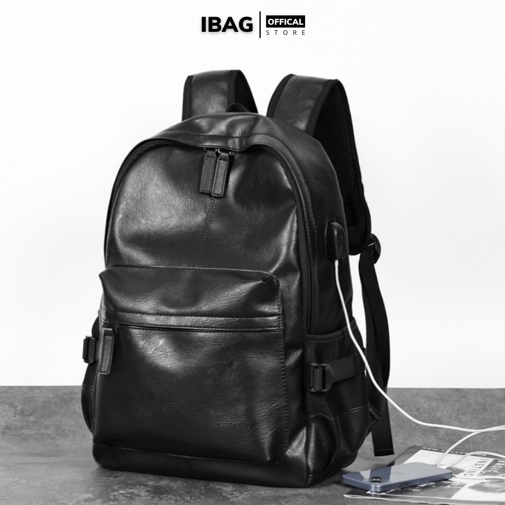 Balo da thời trang nam nữ da PU cao cấp chống nước cặp đi học đi chơi ulzzang đựng laptop 15.6 inh - 𝑰𝑩𝑨𝑮