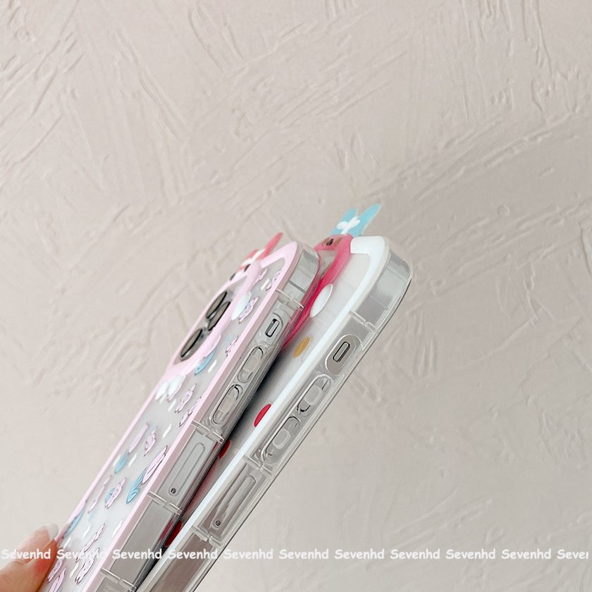 Ốp Điện Thoại Mềm Trong Suốt In Hình Quái Vật Gắn Nơ Hồng Cho iPhone 14 13 12 11 Pro Max Xs Max Xr X 7 8 6 6s Plus