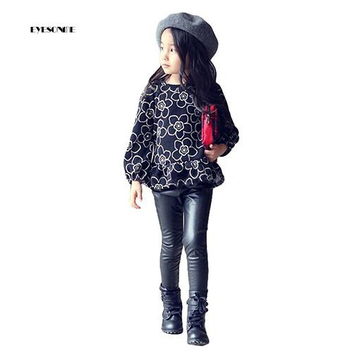 Quần Legging Giả Da Co Giãn Đáng Yêu Cho Bé Gái