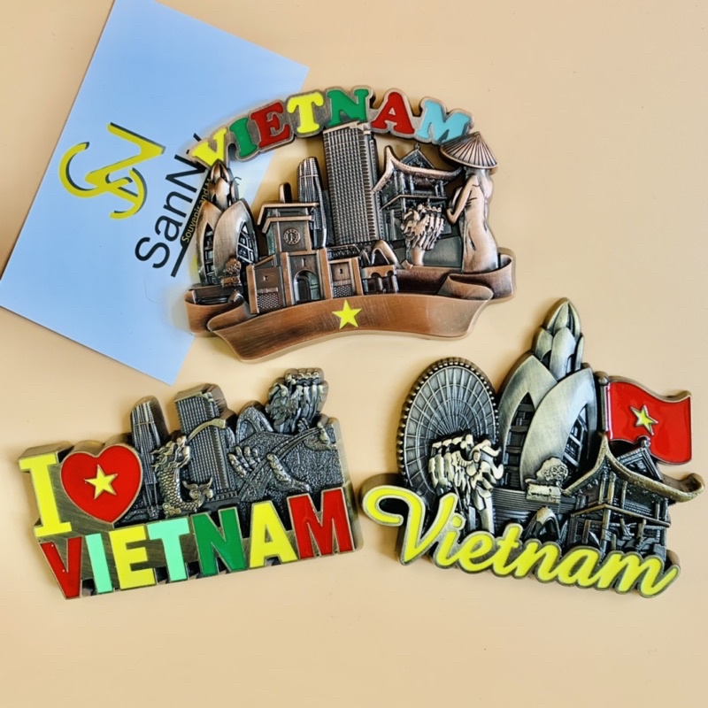 Nam châm tủ lạnh quà tặng lưu niệm Việt Nam chất liệu kim loại metal Fridge magnet