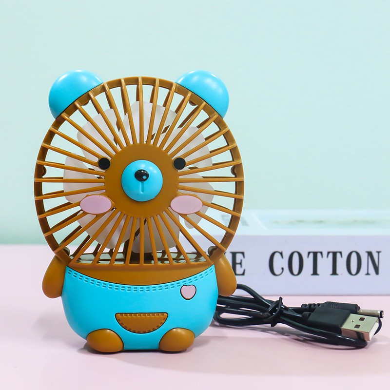 Quạt mini cầm tay sạc điện hình thú cute có đèn tích điện , cổng sạc usb , để bàn đeo cổ.