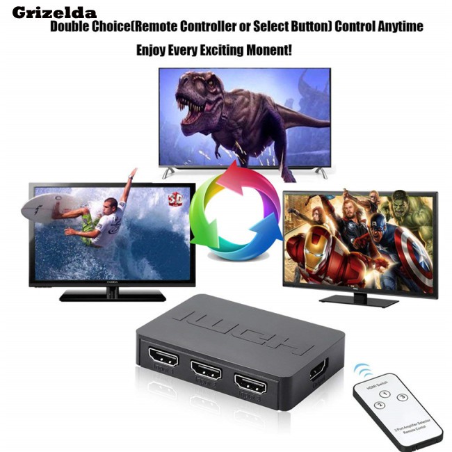 HDMI Splitter 3 Port Hub Box Auto Switch 3 In 1 Out Switcher 1080p HD with Remote Control for XBOX360 PS3 HDTV Projector