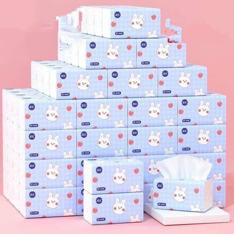 Thùng 40 Gói giấy ăn thỏ trắng siêu dai mềm mịn (Nội địa trung)