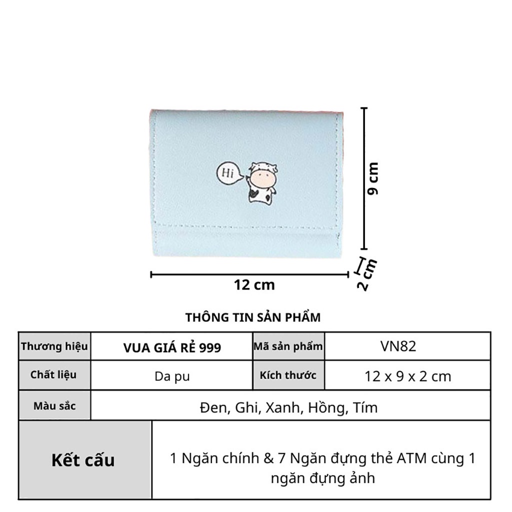 Ví nữ đẹp giá rẻ ngắn cầm tay mini nhỏ gọn dễ thương cute nhiều ngăn bỏ túi thời trang cao cấp VN82